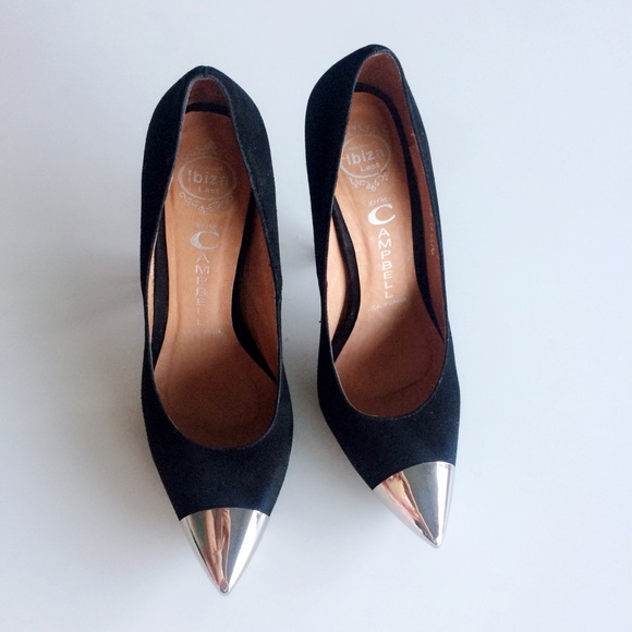 Jeffrey Campbell Black Heels with Silver Tip - Picture 2 of 5